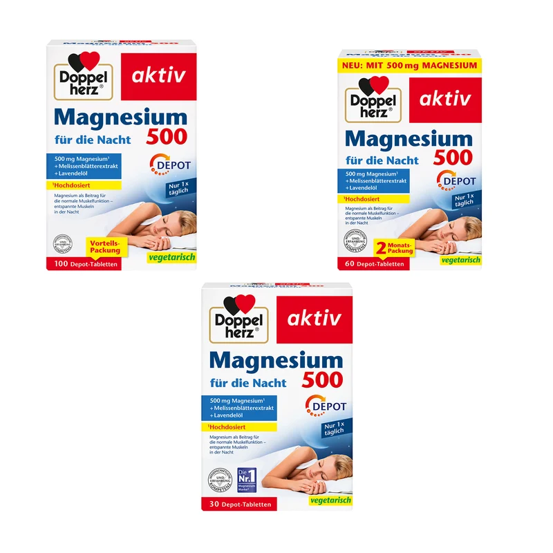 Doppelherz aktiv Magnesium 500 für die Nacht in versch. Mengen