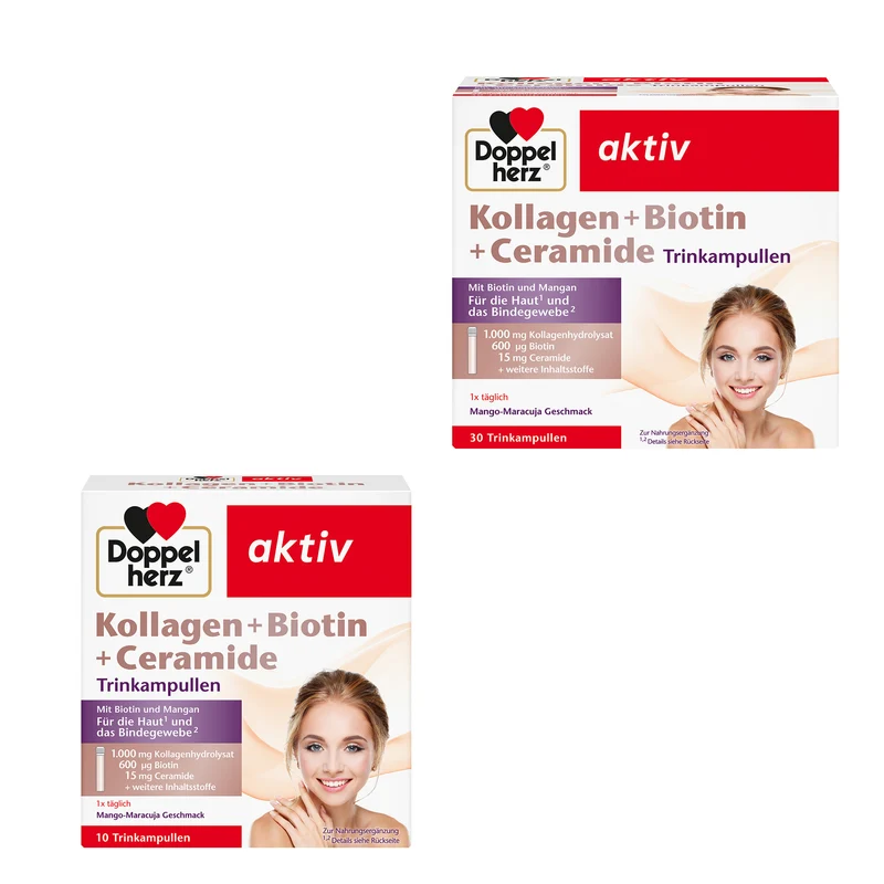 Doppelherz aktiv Kollagen. Hyaluron, Ceramide in versch. Mengen